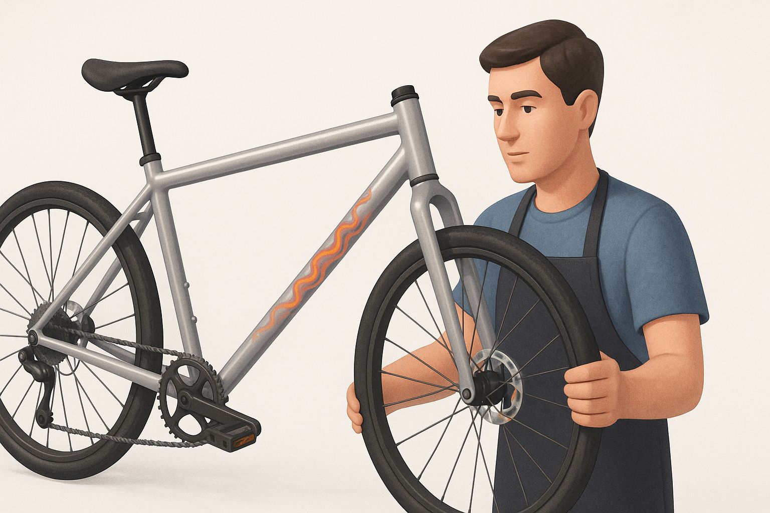 Fietsframe met magnesium componenten en trillingsdemping visualisatie