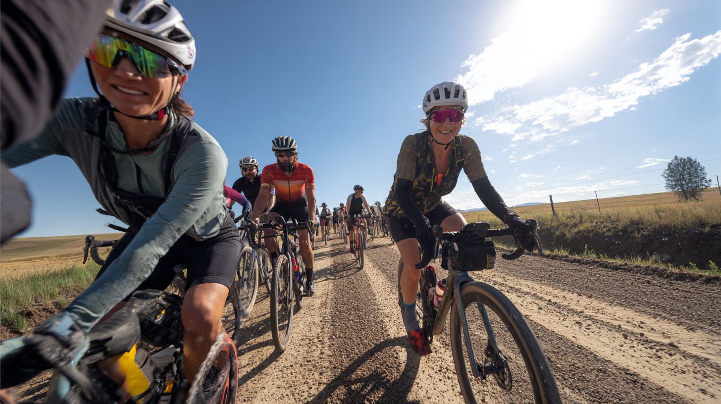 Groep beginnende gravelbikers tijdens tocht